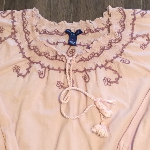 Bandolino Lg Boho Peasant Top Tie Front Mauve - Picture 8 of 9